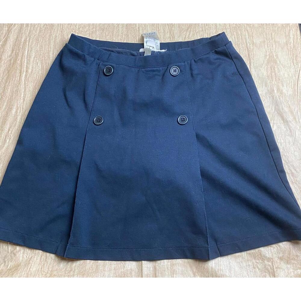 School Uniform Navy Blue Skort Skirt with Shorts Girls Sz 16 Button Front